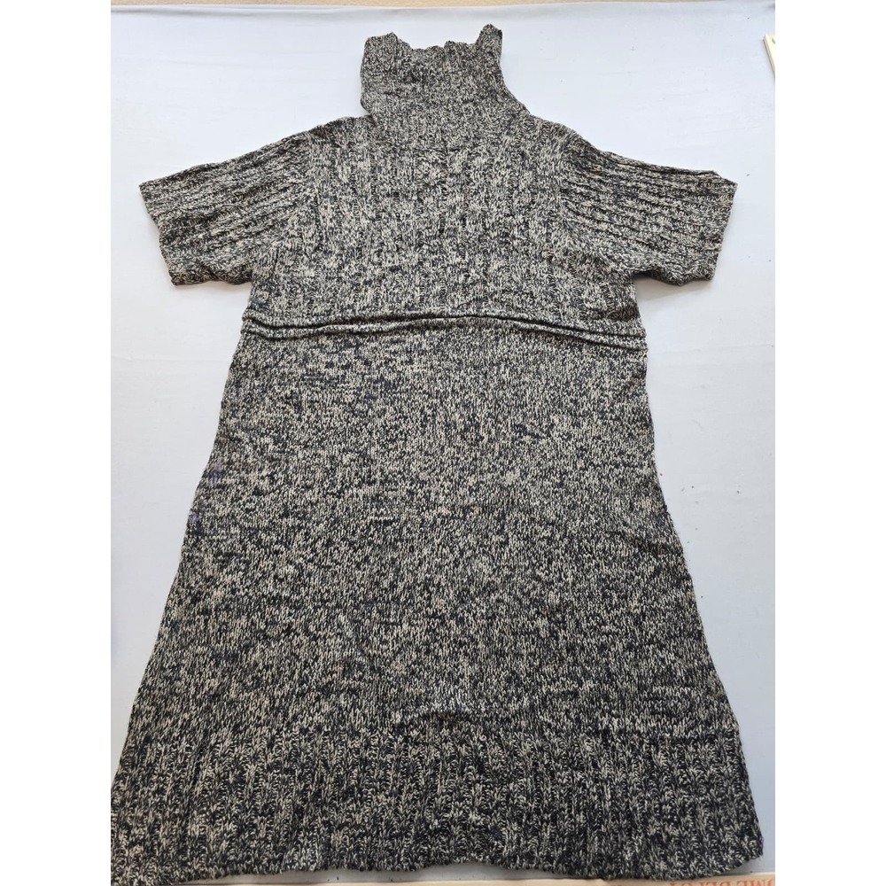 Ellen Parker Womens 2X Marled Knit Turtleneck Short Sleeve Sweater Dress Tan